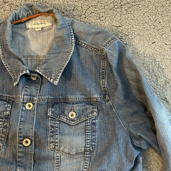 Merona Faded Denim Jean Jacket Womans Size 20/22 W With Pockets outdoorwear - Picture 6 of 15